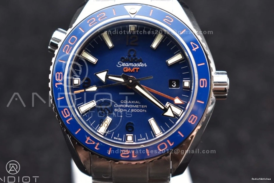 Dial VSF Planet Co-Axial Super 43.5mm GMT Blue Bracelet on Best Stretchable 1:1 Ocean 1014 Clone Bezel SS Blue A8605 600M Ceramic Edition 0814